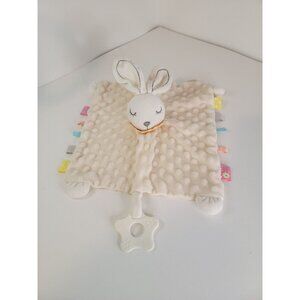 Appease BUNNY RABBIT LOVEY Security Blanket Teether Rattle Tag Soft Plush White